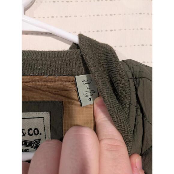 Levi Strauss Quilted Olive Green Bomber Jacket Full Zip Nylon Mens Large 25x27 - Picture 6 of 10